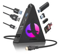 Hub USB C verticale per laptop, hub multiporta USBC 8 in 1 con PD da 100 W, HDMI 4K a 30 Hz, USB-C da 5 Gbps e 3 porte dati USB-A, slot SDµSD, hub RGB compatibile con MacBook Pro, Dell, HP, iPad Pro