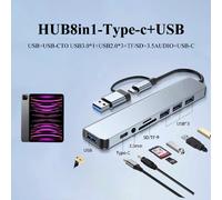 Hub USB C, VIENON Alluminio 8 in 1 Splitter USB con 1 x USB 3.0, 3 x USB 2.0 e 1 x USB C, Lettore di schede SD/TF, Porte audio AUX da 3,5 mm, compatibile con Air e altri PC/laptop/tablet/telefoni Gala
