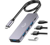 Hub USB C,Vunvooker 5in1 Mini USB Dongle con Cavo Lungo,Hub Expander USB C per Laptop(100W PD,3 USB 2.0,1 USB 3.0),Slim Portable Data Hub per MacBook Pro/Air,iMac,iPad,Surface,XPS,Notebook(Grey)