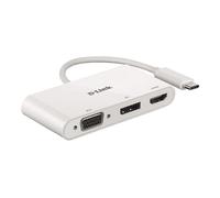 D-Link DUB-V310 Adattatore USB tipo C a HDMI, VGA e Display Port, 3 in 1, HDMI 4K e 1080p, 3 Uscite Simultanee, Compatibile con Windows e Mac