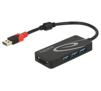 DeLock Hub USB 3.0 62899 – 3 porte esterne Type-A, 2 slot SD, 5000 Mbit/s, Nero