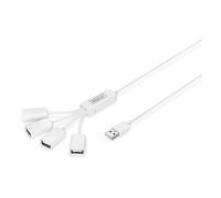 HUB USB DIGITUS DA-70216, 4 porte 2.0, 480 Mbit/s, cavo 1m, bianco