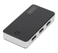 DIGITUS DA-70231 - Hub USB 3.0 DIGITUS, 4 porte, nero/alluminio, con alimentatore