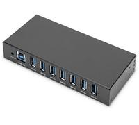 DIGITUS hub USB - 7 Porte - 7X USB-A - USB 3.0-5 Gbit/s - USB SuperSpeed - Protezione ESD 15 KV - Montaggio su Guida DIN - alloggiamento in Metallo - Serie Industriale - Nero