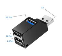 Hub USB efficiente, 3 porte indipendenti per PC, laptop e Mac, progettato per la connessione immediata (Plug and Play) e con ampia compatibilità.