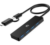 Hub USB, hub dati portatile ultra sottile, hub dati a 4 porte USB 3.0, adattatore USB C, splitter USB 4 in 1 con 4 porte USB 3.0 per laptop, Windows, MacOS, Linux, sistemi OS Chrome