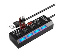 Hub USB - Hub porta USB - Splitter dati multi-porta - hub compatto antiscivolo con pulsante indipendente per lavoro remoto configurazione gioco studio viaggi aula co-working spazio fotografia video