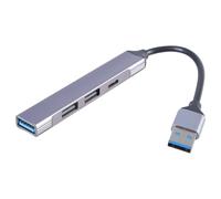 Hub USB in lega di alluminio a 4 porte con adattatore 2USB2.0 1USB3.0 TypeC Supporta tipo C e dispositivi compatti per uso ufficio per il collegamento
