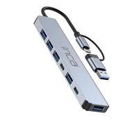 Hub USB Inca IUTP-7T con 4 porte USB 2.0 + 3 porte USB 3.0, 100 W Power Delivery, tipo C con protezione da corrente, 5 Gbps di velocità dati, alloggiamento in alluminio, compatibile con Windows e Mac