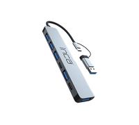 Hub USB Inca IUTP-7T con 4 porte USB 2.0 + 3 porte USB 3.0, 100 W Power Delivery, tipo C con protezione da corrente, 5 Gbps di velocità dati, alloggiamento in alluminio, compatibile con Windows e Mac
