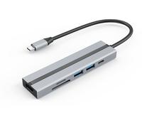 Hub USB INF 6 in 1 con HDMI 4K, porte USB 3.0/2.0, lettore di schede SD