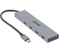 InLine® Hub USB 3.2 Gen.2 (10Gb/s), USB Type-C a 4 porte Type-C (1 Port Power Through fino a 100W), OTG, alloggiamento in alluminio, grigio, senza alimentatore di rete