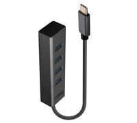 Hub USB Lindy 43325 4 Porte USB 3.2 Gen 1 Type-C Alluminio/Plastica 0,3m Grigio