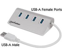 MANHATTAN 163767 - Hub USB 3.0, 4 porte, alloggiamento in alluminio