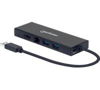 HUB USB MANHATTAN USBA HDMI VGA con RJ45 USB 3.2 Gen 1 7 porte