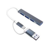 Hub USB Moxie 4 en 1 avec adaptateur USB C Femelle vers USB A Mâle Argent