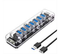 Hub USB multiplo a 7 porte ad alta velocità USB3.0 con porta di alimentazione Micro-USB per adattatore OTG per PC portatile