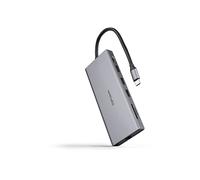 NANOCABLE 10.16.4612 - Hub USB-C 12 in 1, Convertitore USB-C 3.1 a 3xUSB-A 3.2 + USB-C 3.2 + USB-C PD + 2xHDMI 4K@60Hz + DP 4K@60Hz + RJ45 1Gbps + TF + SD + Jack Audio 3.5 mm, Alluminio, Grigio, 18 cm