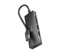 NGS IHUB Reader Hub USB 3.0 con lettore di schede, 5 porte, ad alta velocità 5 Gbps, Compatibilità universale, PC e Mac, sistema plug&play, design compatto e portatile, cavo da 190 mm