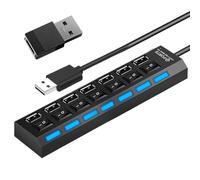Hub USB per laptop, adattatore dati multi-porta portatile, multiuso, con pulsante individuale per editing video, scrivania, lavoro, viaggio, classe, co-working, studio spaziale