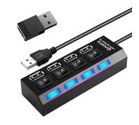 Hub USB per laptop | Splitter di dati multi-porto | Hub USB portatile con pulsante indipendente per la modifica video di lavoro remoto Setup Setup Studio Co-working Space Trading ad alta efficienza Mu
