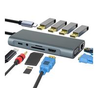 Hub USB per Macbook Air M4, 11 in1 PD100W Adattatore USB C HDMI per Macbook Pro M4, TF/SD,VGA, Sdoppiatore USB con Ethernet RJ45 per Surface Pro/iPad/Steam Deck/Dell/Samsung