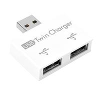 Hub USB piccolo per PC portatile in lega di alluminio USB 2.0 maschio a 2 porte USB Kit convertitore adattatore splitter per caricabatterie doppio per telefono cellulare e laptop (Bianco)