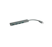 ROLINE Hub USB 3.2 Gen 1, 4 Prese Multiple USB, Tipo C, Colore Grigio