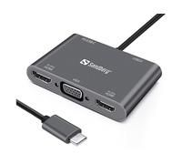 SANDBERG 136-35 - ADATTATORE USB-C > 2 HDMI + VGA + USB 3.0 + PD, 4K