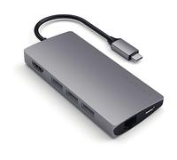 SATECHI 8 in 1 Hub multiporta V2 con Ethernet, HDMI 4K@60Hz, Ricarica PD 60W, 3 Porte USB-A 10 Gbps, SD e MicroSD, per MacBook Air e Pro, PC, Portatile e altro - Grigio Siderale