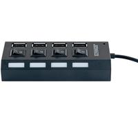 SCHWAIGER - UH4 013 - Hub USB a 4 porte per l'espansione di una porta USB | per tutti i sistemi Windows e Mac | Accensione e spegnimento individualmente