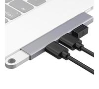 Hub USB - Splitter USB | Adattatore multiporta per PC portatile | prolunga a 4 porte in lega di alluminio argento, trasferimento dati 5 Gbps trasmissione rapida per tastiera e mouse con unità