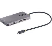 StarTech.com Adattatore USB C Multiporta, Doppio HDMI 4K 60Hz, Hub USB A 5Gbps a 2 porte, 100W Power Delivery Pass-Through, GbE, SD/MicroSD, Cavo da 30cm, Dock da viaggio, Docking Station USB-C per Laptop