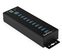 StarTech.com Hub USB 3.0 industriale a 10 porte con adattatore di alimentazione - Protezione contro le sovratensioni - Hub di trasferimento dati USB 3.0 industriale in metallo - Montabile su guida DIN, a parete o su scrivania