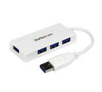 StarTech.com Hub portatile mini USB 3.0 SuperSpeed a 4 porte - Perno e concentratore per Ultrabook USB 3.0 con cavo integrato - Bianco ( ST4300MINU3W )