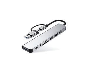 HUB USB TECHPROTECT Adattatore 8 in 1 TypeC, fino a 5 Gbps