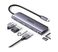 Hub Ugreen CM511 20956A USB-C HDMI 4K 3x USB-A 3.0 Lector SD/TF Plata