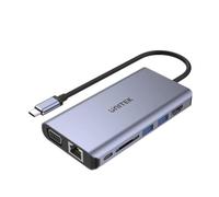HUB USB Unitek HUB 8-w-1 USB-C 3.1; HDMI; VGA; RJ45; SD; PD 100W; D1019B