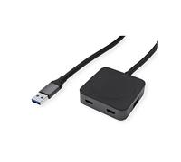 VALUE Hub USB 3.2 Gen1 a 4 porte (2 A + 2 C) con prolunga, nero, 10 m
