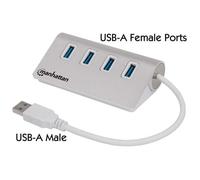 MANHATTAN 163767 - Hub USB 3.0, 4 porte, alloggiamento in alluminio