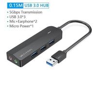 Hub Vention 3 porte USB 3.0 500 Mbit/s CHIBB con Scheda Audio e MicroUSB PD