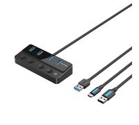 Hub Vention 4 porte USB 3.0 5 Gbps CHWBF cavo Tipo-C PD Nero