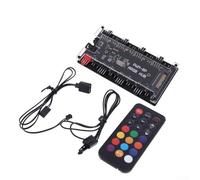 Hub ventola PWM per ventole ARGB a 3 pin 5V e 4 pin 12V, controllo della velocità reattivo della temperatura, supporta più ventole con RGB, alimentato dal connettore