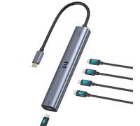 Hub video USB C tipo C 10 Gbps 5 in 1 Adattatore USB C con schermo video 4K a 60 Hz e dati 10 Gbps, 3 porte dati tipo C 3.1 Gen2, 100 W PD per MacBook Pro/Air M2 M1, Dell, HP