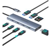 Hub video USB C versatile 3 monitor con DP Alt Dual 4K a 30Hz, HDMI, 100W PD, 10Gbps* 6Ports, SD 4.0, splitter USBC per MacBook, Dell, HP, ASUS, iMac, iPad Pro, Steam Deck, Rog Ally, Legion Go