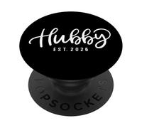 Hubby Est 2026 Just Married Honeymoon Wedding Coppie Regali PopSockets PopGrip Adesivo