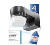 HUBER Motion 100 Rilevatore di movimento a infrarossi a 360° con 4 sensori e lente Fresnel, sensore di movimento IP65, adatto a LED, con protezione anti-strisciamento e limitazione dell'area,