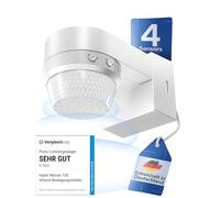 HUBER Motion 100 Rilevatore di movimento a infrarossi a 360° con 4 sensori e lente Fresnel, sensore di movimento IP65, adatto a LED, con protezione anti-strisciamento e limitazione dell'area,