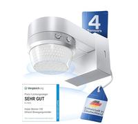 HUBER Motion 100 Rilevatore di movimento a infrarossi a 360° con 4 sensori e lente Fresnel, sensore di movimento IP65, adatto a LED, con protezione anti-strisciamento e limitazione dell'area,