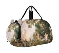 Hubert Robert Paesaggio Pittura Ragazze Tote Duffle Bags Viaggio Weekender Pernottamento con scomparto per scarpe Carry on Duffel Bag Boy, Antoine Watteau Imbarco Cythera, classico